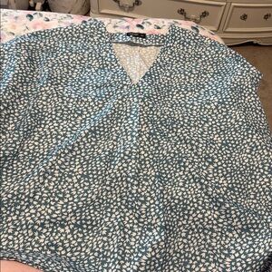 SHEIN Blue and White Floral Blouse